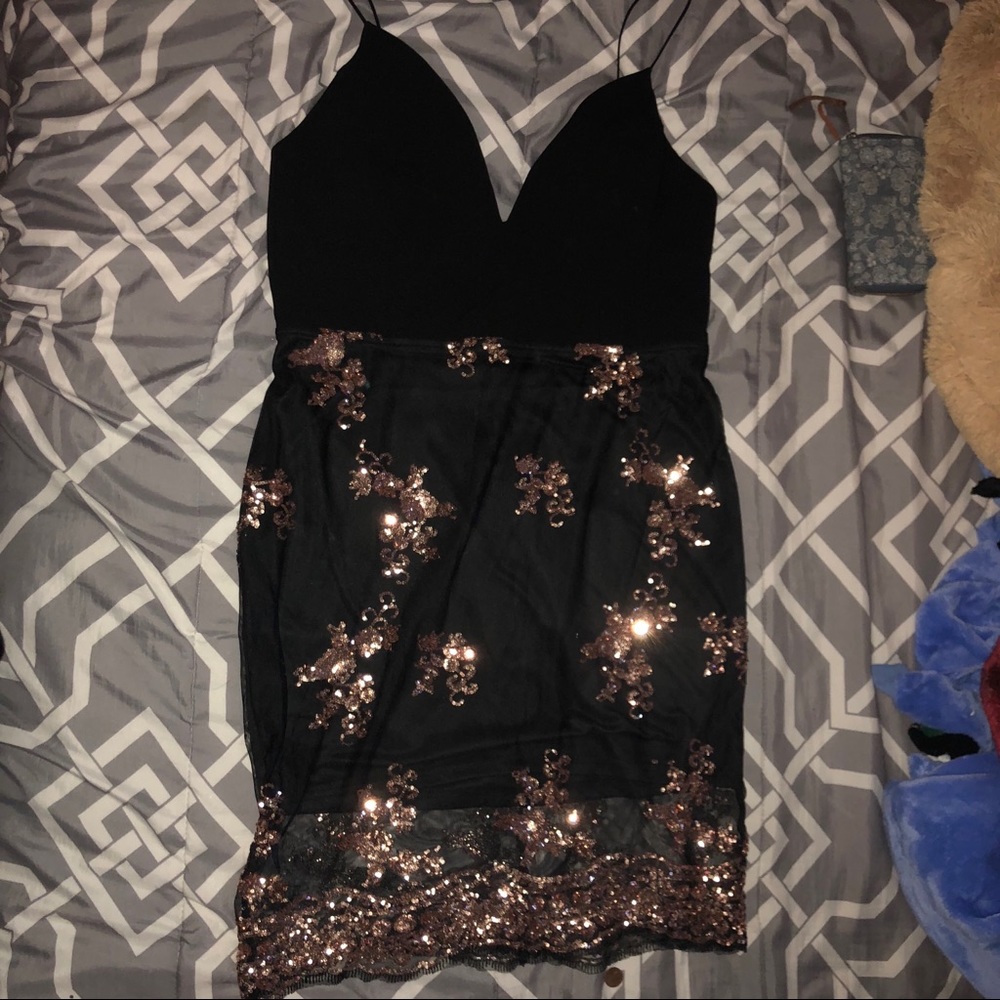 Fashion Nova Black/Sequin Mini Dress